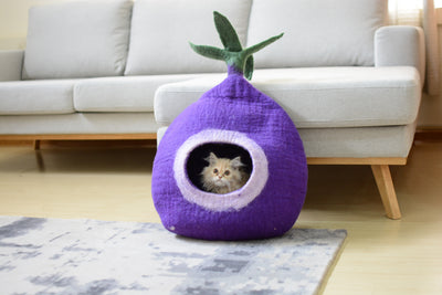 Grotte de chat en feutre Radish Design Lit pour chat en laine fait main