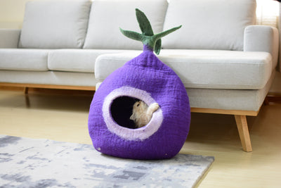 Grotte de chat en feutre Radish Design Lit pour chat en laine fait main
