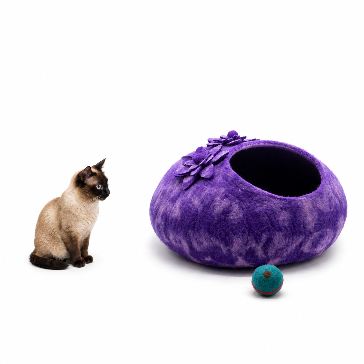 Pet Furniture - Floral Cat Nap Cocoon  - Gift For Pet - 100% Pure Wool Cozy Cat Bed