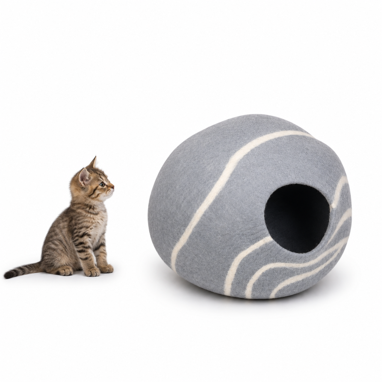 100% Pure Wool Felt Cat Cave - Handmade Wool Cat House - Warm Kitty House- Perfect For All Searsons- Eco-Friendly, And Non-Toxic