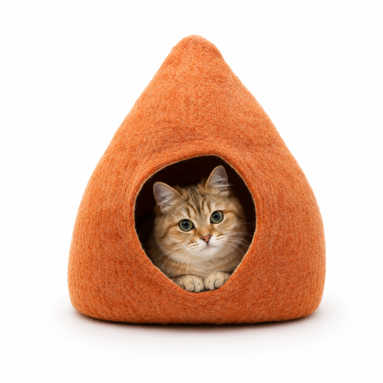 Orange Wool Cat Bed| Modern Cat Furniture: Handmade Using 100% Pure Wool | Perfect Gift For Pet Lovers | Pet Furniture