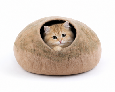 Desert Pebble Wool Cat Cave