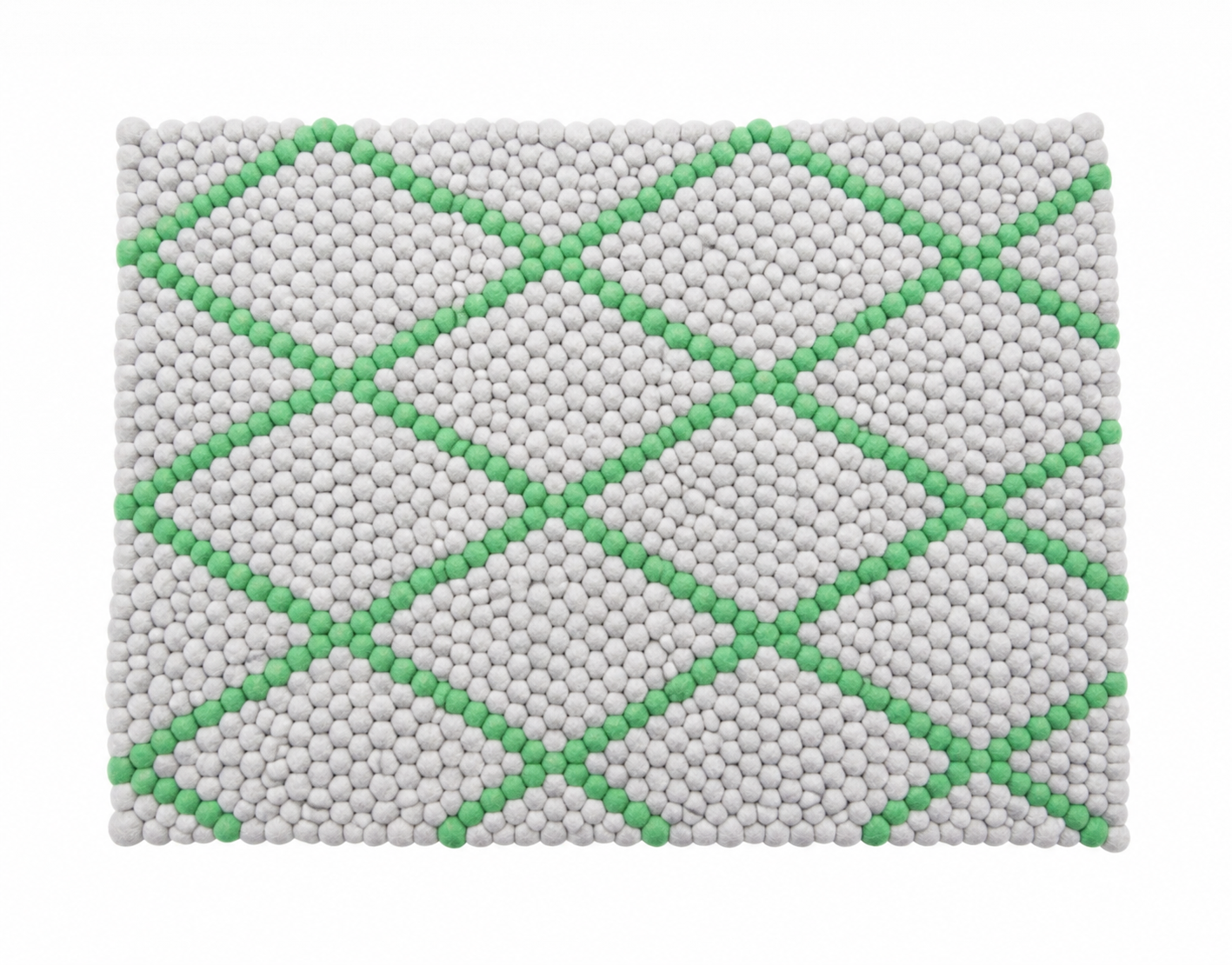 Tappeto rettangolare in lana Green Diamond, fatto a mano.