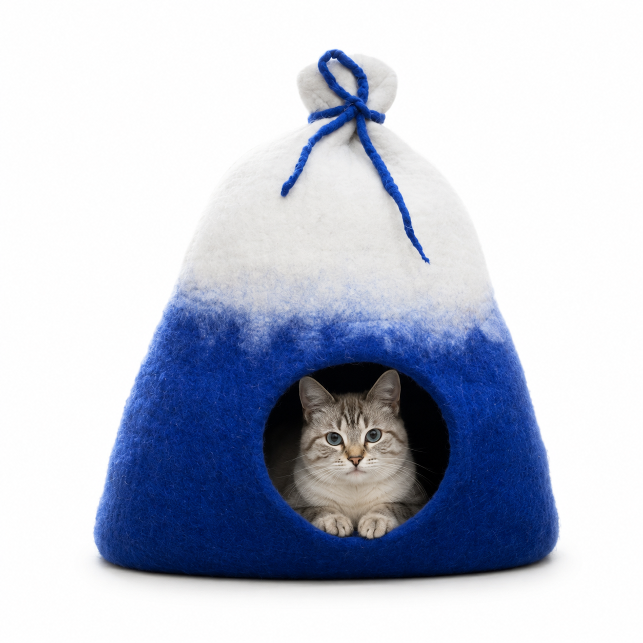 Soft And Cozy- 100% Blue & White Felt Cat Cave