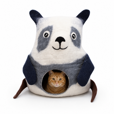 毛毡猫窝 – 手工熊猫图案宠物床