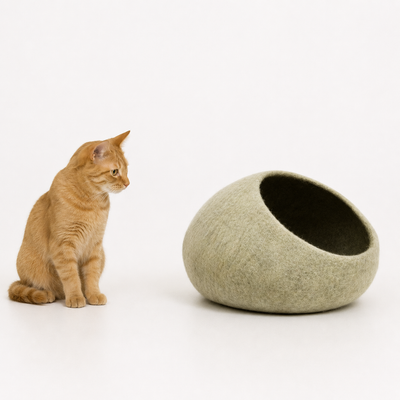 フェルト製猫用洞窟 - 開口部が広いペット用ベッド - 子猫用ハウス