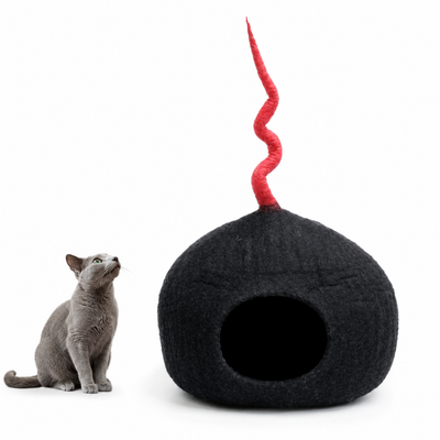 Black Felt Cat Cave Pod cat cave