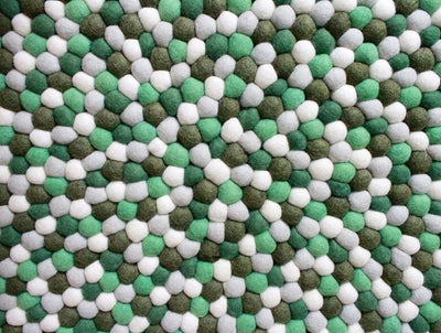 Handgeknüpfter runder Teppich aus grüner Merinowolle