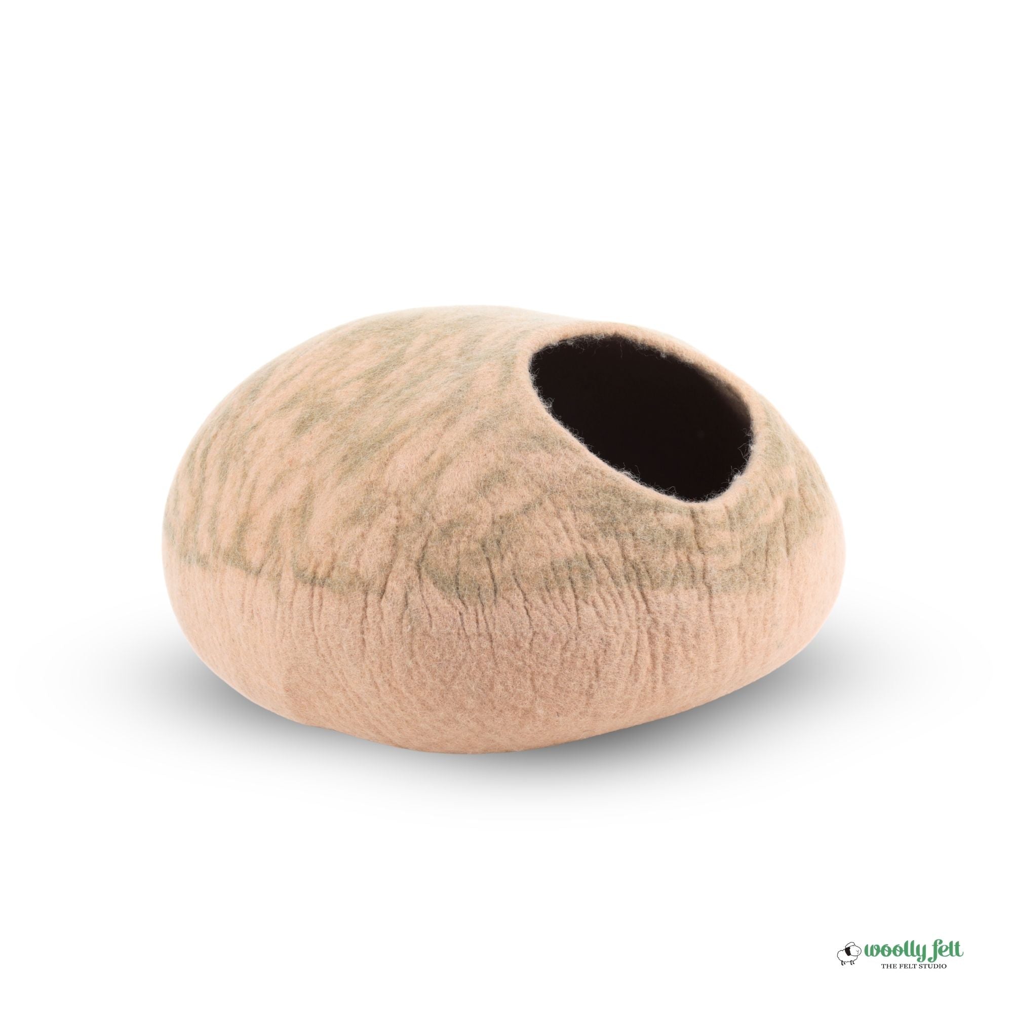 Beige Stripe Felt Cat Cave Handmade Wool Cat Bed Cat House