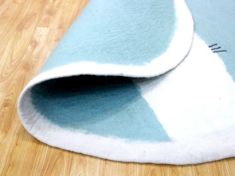 Handgefertigter runder Teppich aus Wollfilz mit Katzenmotiv, niedliche Bodenmatte fürs Kinderzimmer