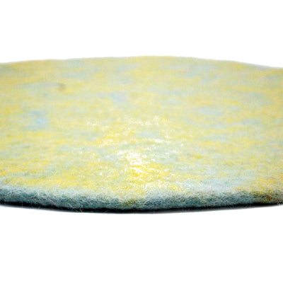 Tapis rond en feutre de laine texturé jaune fait main, tapis décoratif