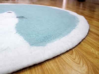 Handgefertigter runder Teppich aus Wollfilz mit Katzenmotiv, niedliche Bodenmatte fürs Kinderzimmer