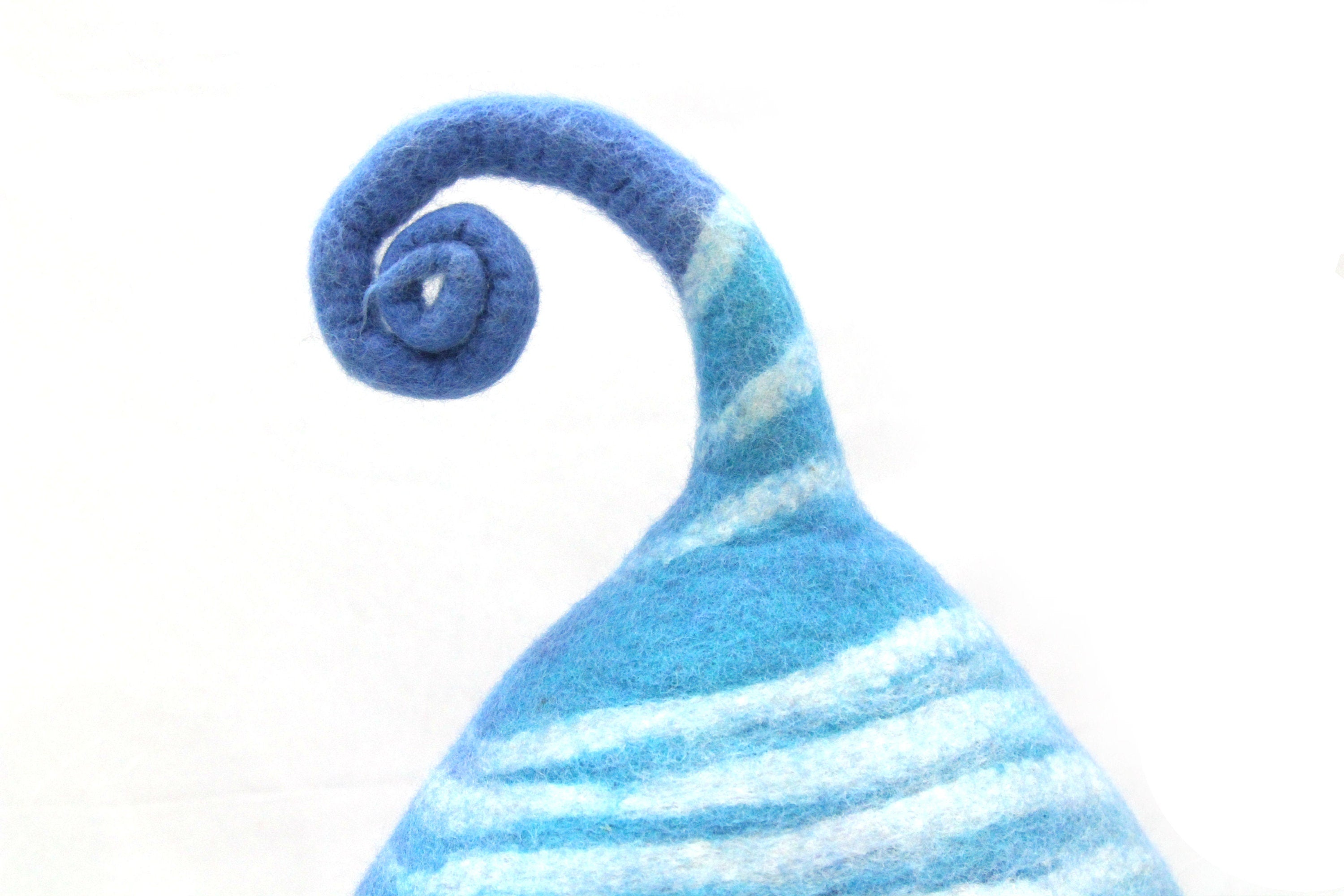 Handmade Felt Cat Cave – Blue Striped Wool Pet Bed