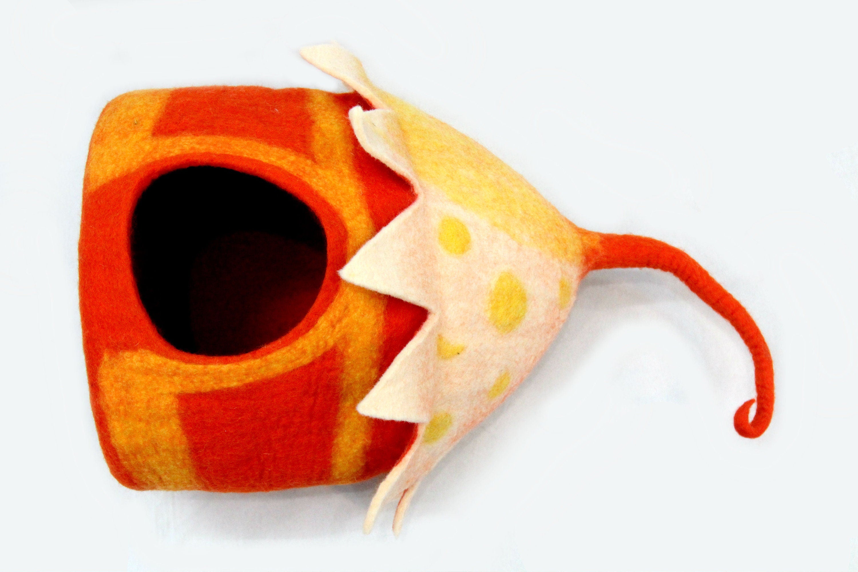 Hand Felted Wool Cat Cave | Unique Pet Bed, Cozy Cocoon
