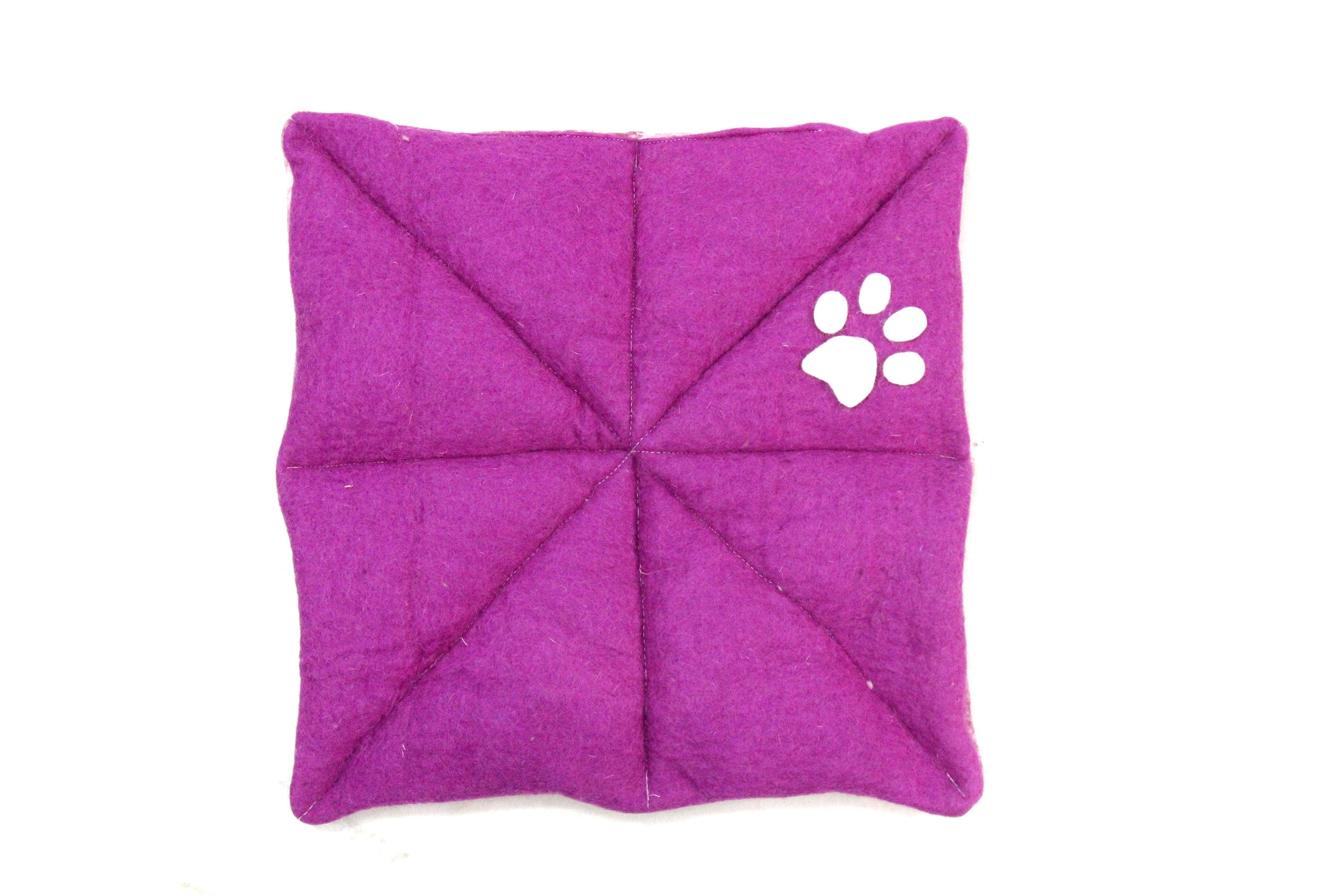 Felt Dog Mat - Pink Wool Pet Bed, Tie Dye Cushion (50x50 cm)