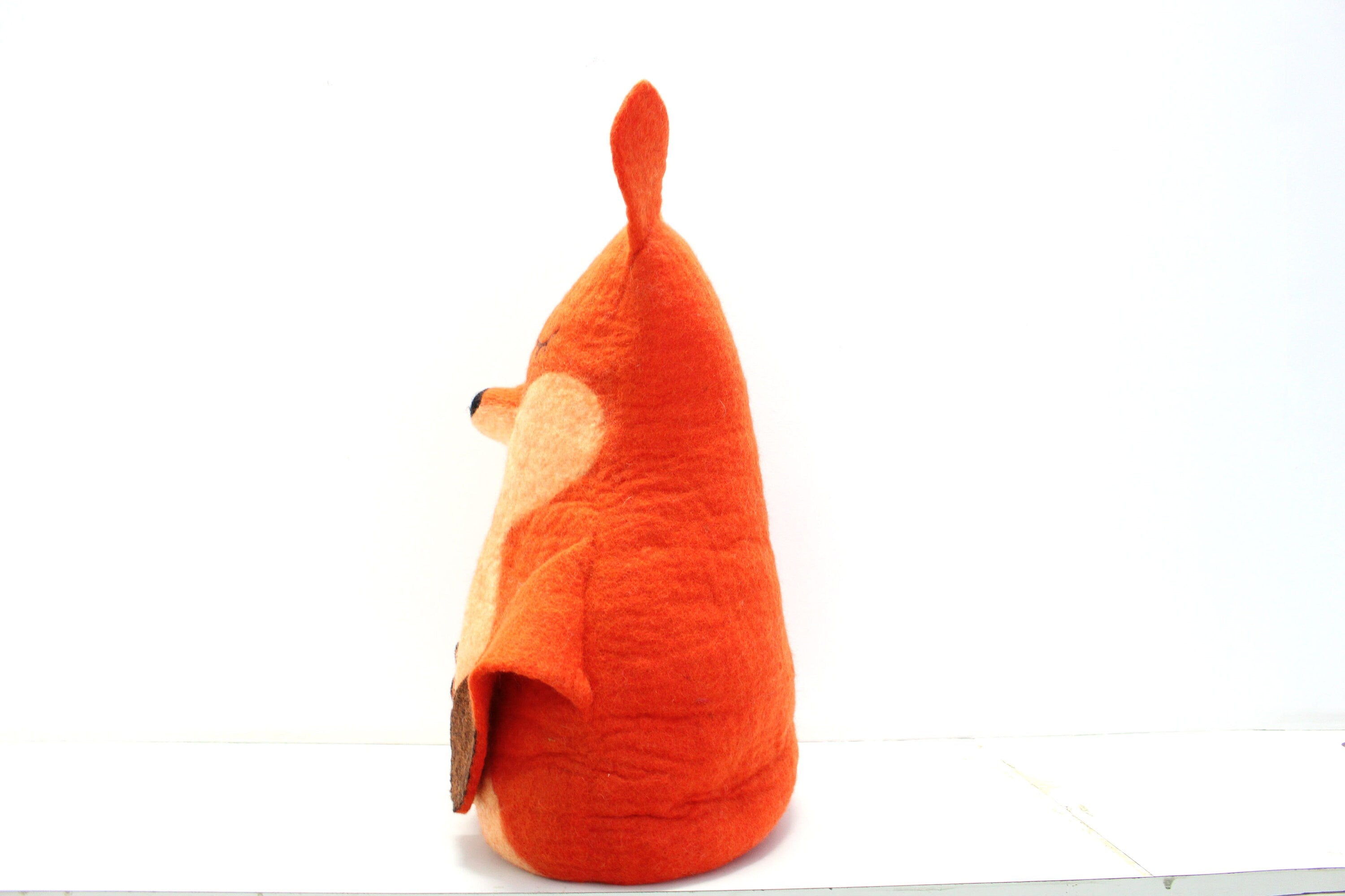 Handmade Wool Felt Cat Cave – Sleepy Fox Design, Large Cat Bed