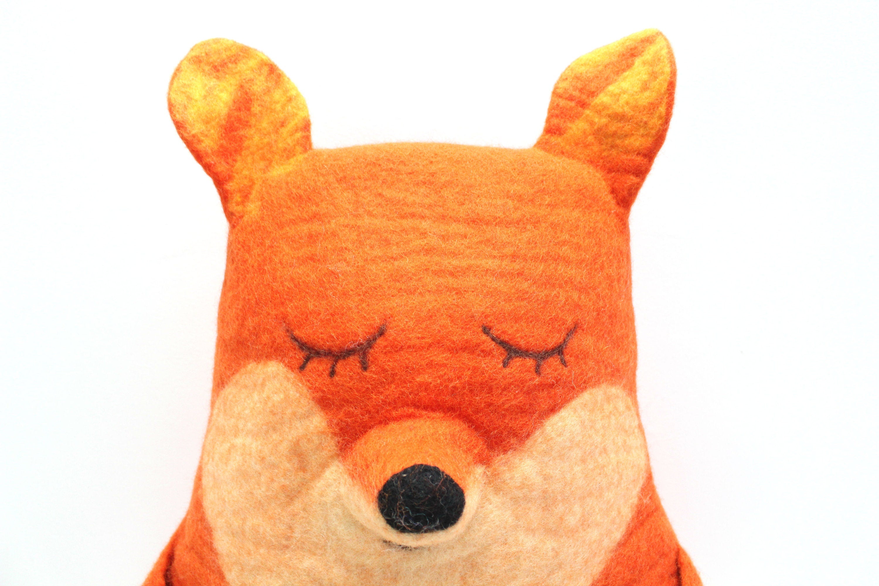 Handmade Wool Felt Cat Cave – Sleepy Fox Design, Large Cat Bed