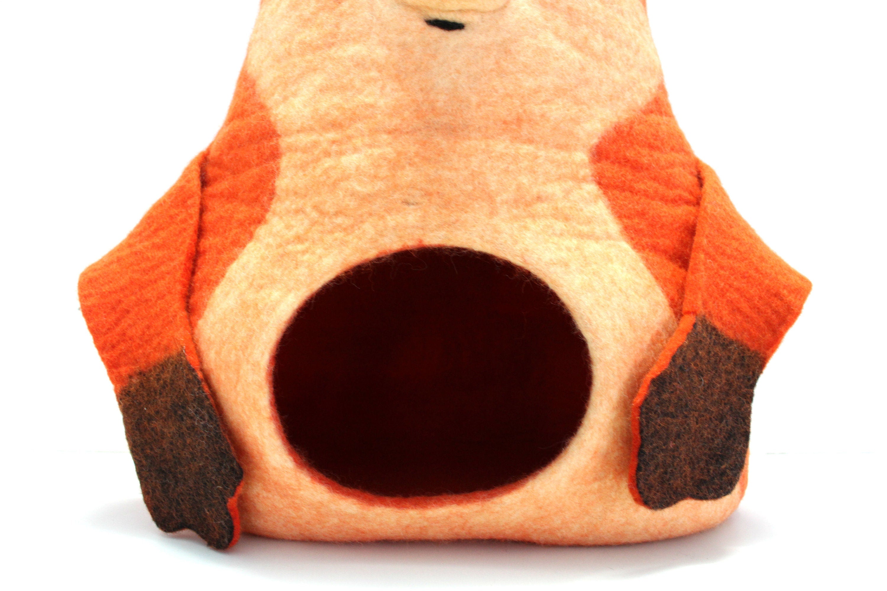 Handmade Wool Felt Cat Cave – Sleepy Fox Design, Large Cat Bed