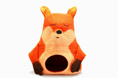 Handmade Wool Felt Cat Cave – Sleepy Fox Design, Large Cat Bed
