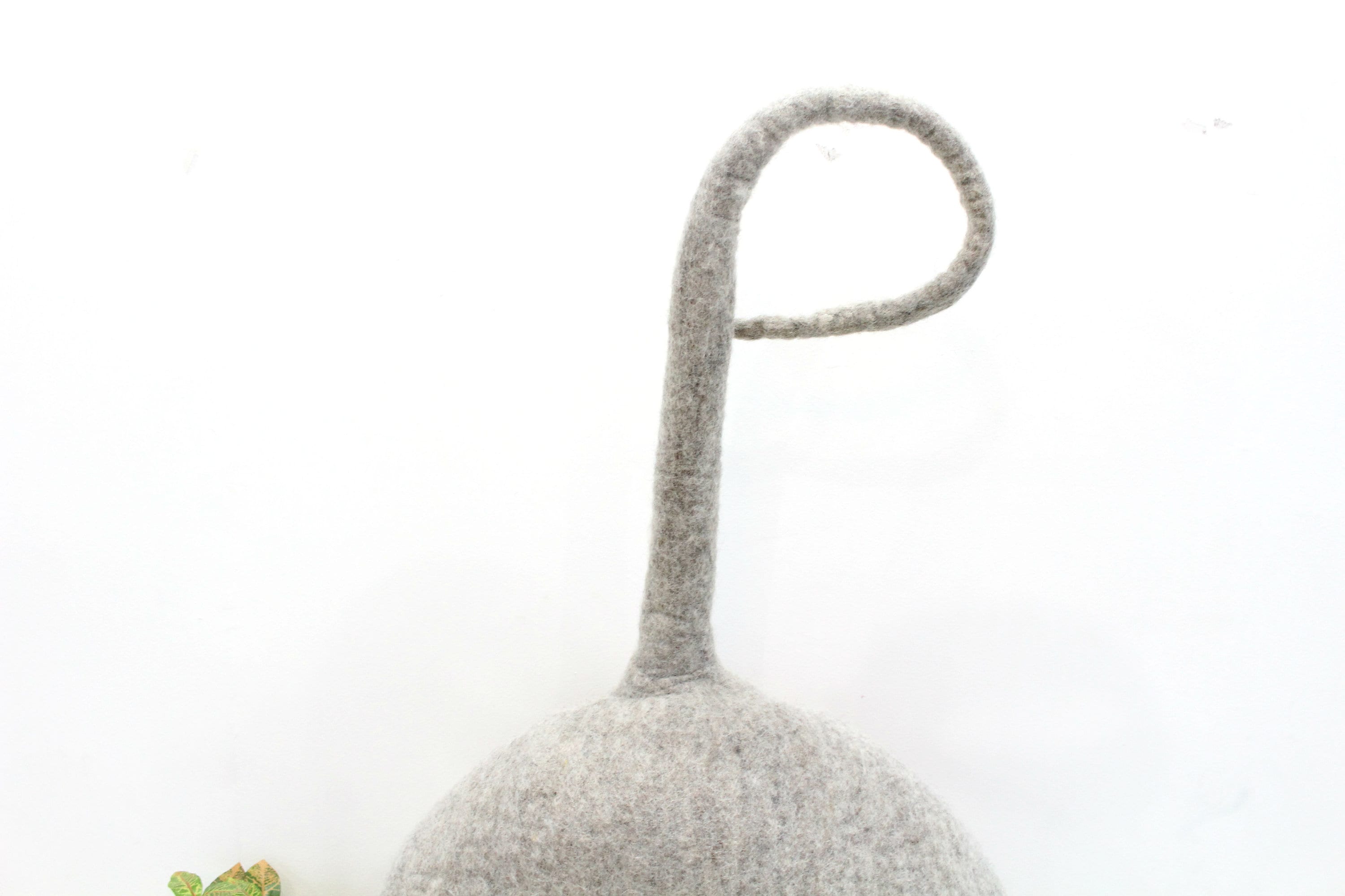 Handmade Gray Felt Cat Cave – Floral Wool Kitty Bed