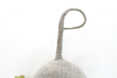 Handmade Gray Felt Cat Cave – Floral Wool Kitty Bed