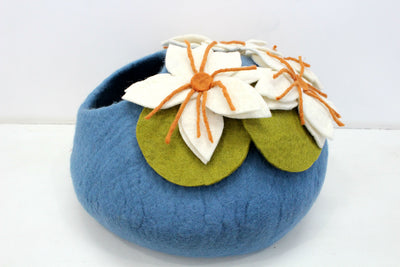 Felted Wool Cat Cave Bed – Lily Pond Pet House, Eco-Friendly