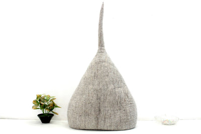 Felted Wool Cat Cave – Designer Pet Bed with Flower Detail
