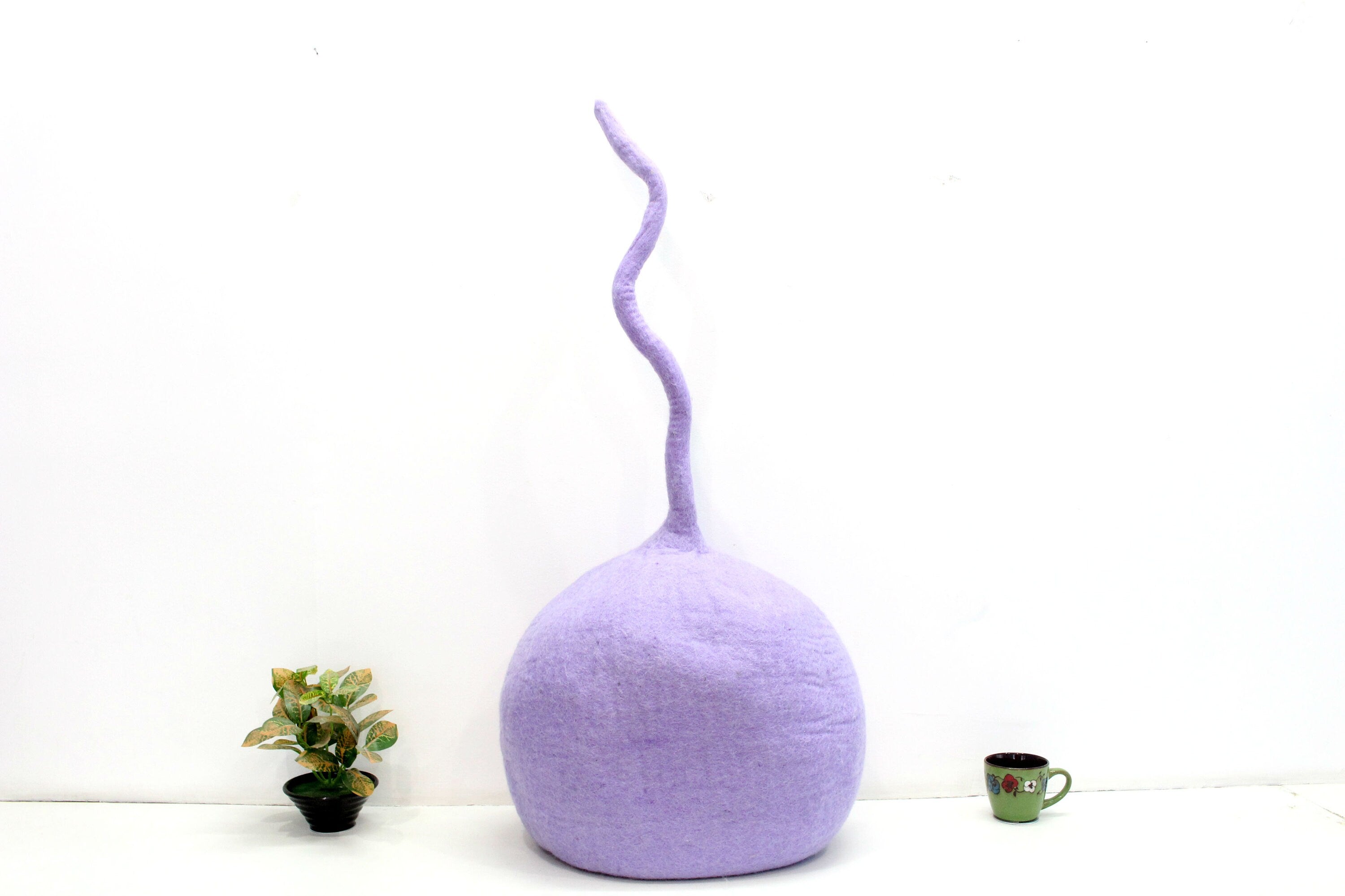 Felt Cat Cave – Purple Wool Pet Bed, Handmade in Nepal