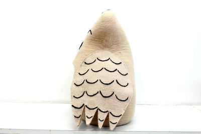 Wool Felted Cat Bed – Beige Owl Design, Pet Cave