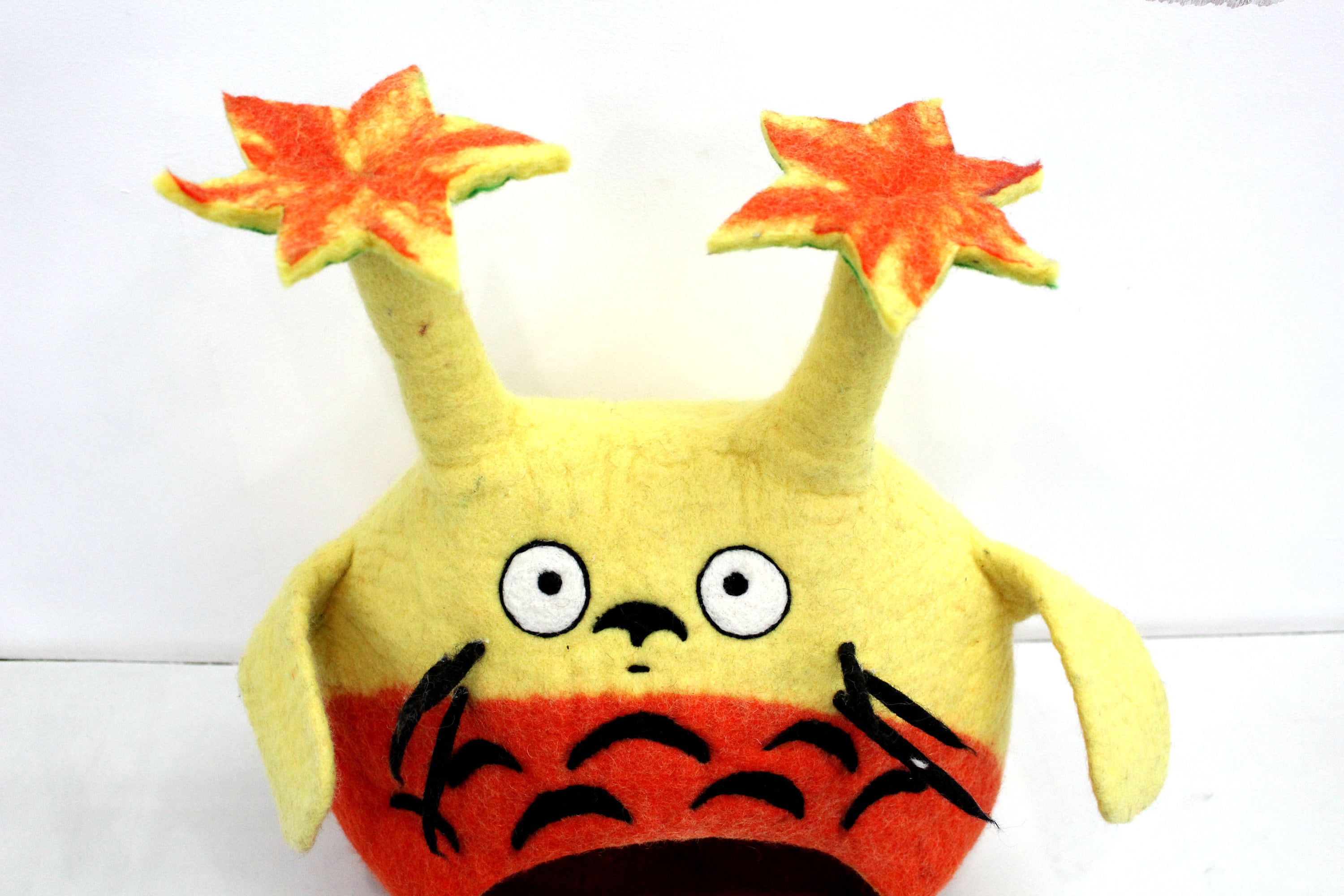 Felt Totoro Cat Cave – Handmade Wool Pet Bed