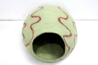 Mint Green Wool Felt Cat Cave – Eco-Friendly Pet Bed