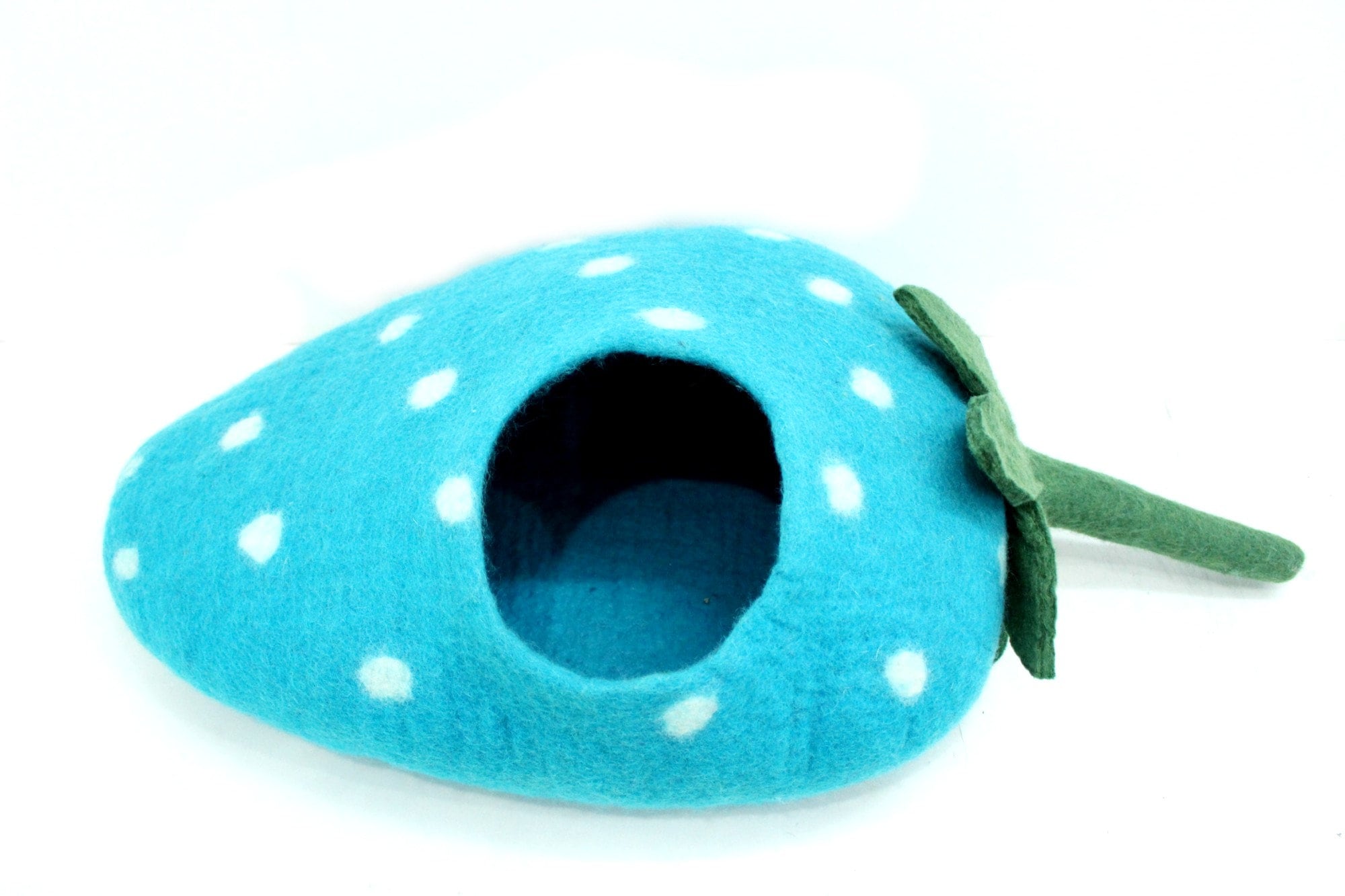 Handmade Felt Cat Cave – Blue Strawberry Pet House