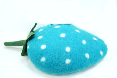 Handmade Felt Cat Cave – Blue Strawberry Pet House