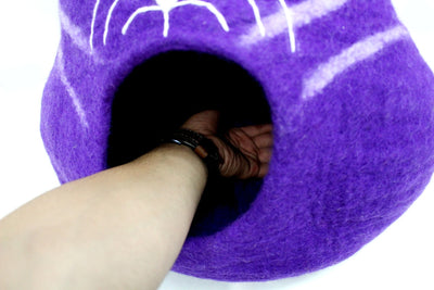 Felt Cat Cave – Purple Wool Pet Bed, Eco-Friendly Kitty House