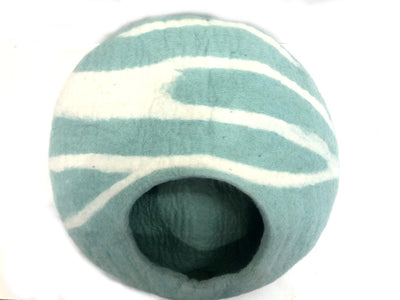 Handmade Wool Felt Cat Cave – Modern Striped Pet Bed