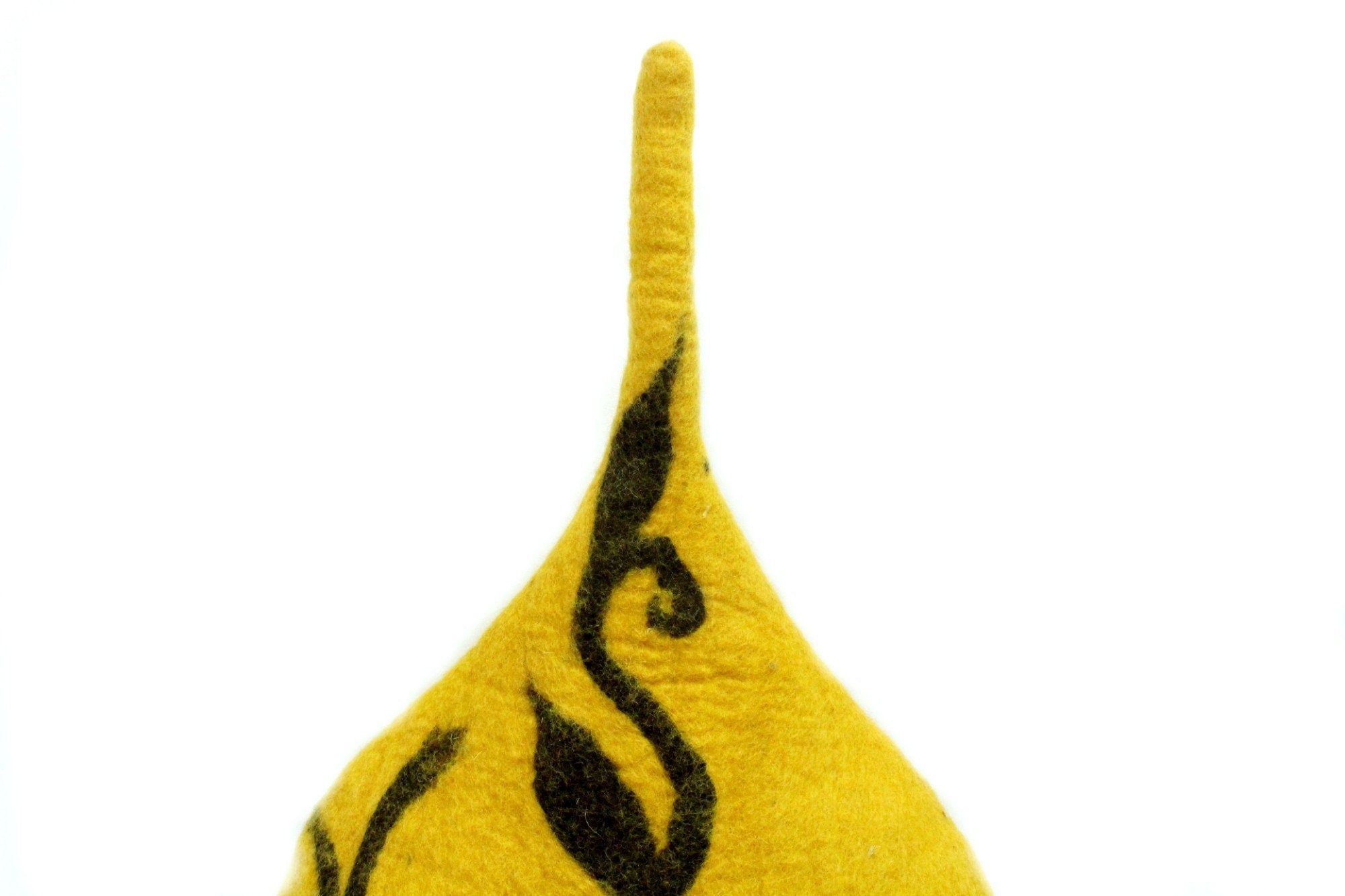 Yellow Felt Cat Cave – Modern Pet Bed with Black Flower Design