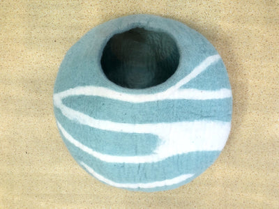 Handmade Wool Felt Cat Cave – Modern Striped Pet Bed