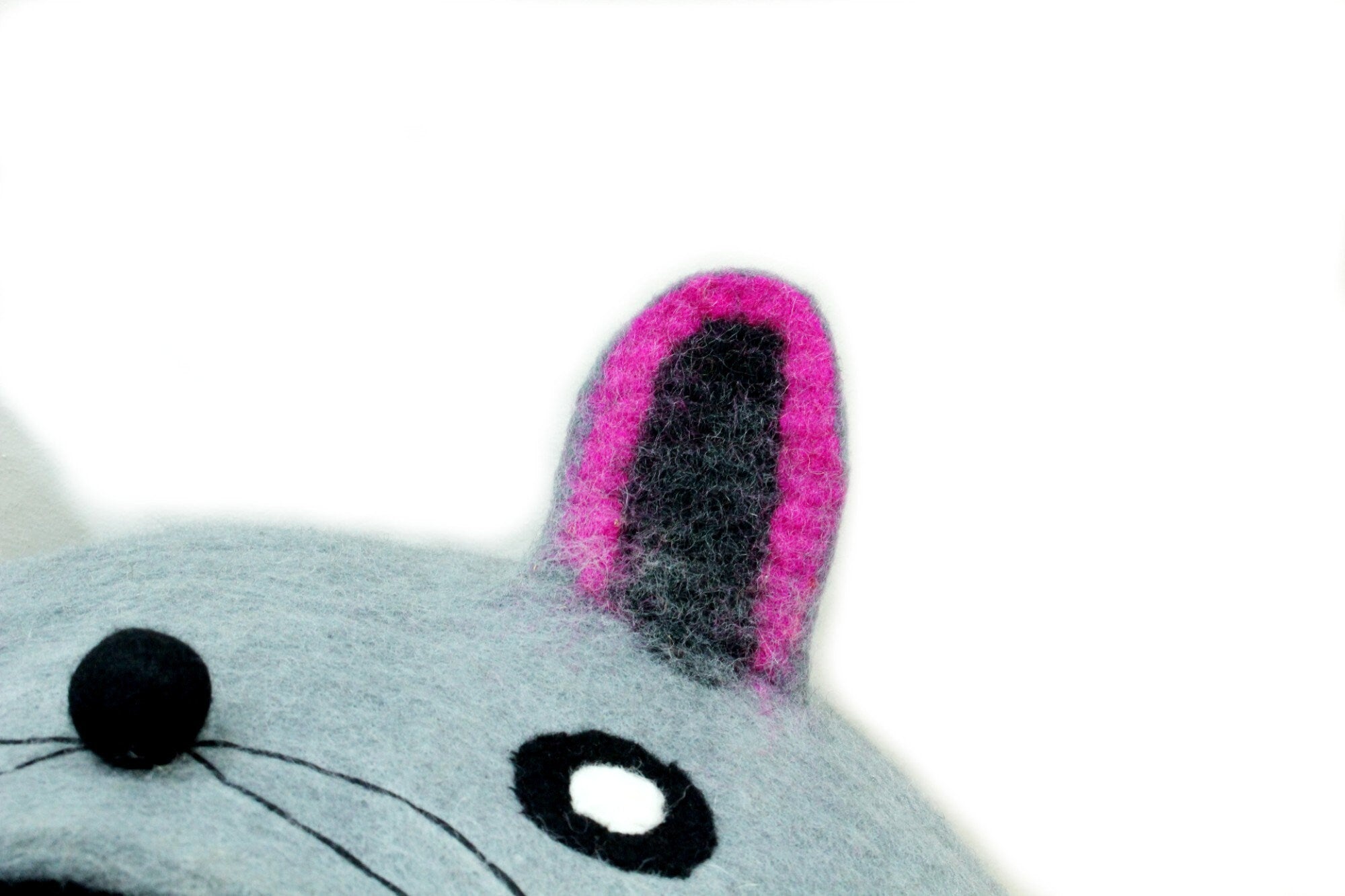 Handmade Wool Felt Cat Cave Bed – Gray Cat Head Pet House