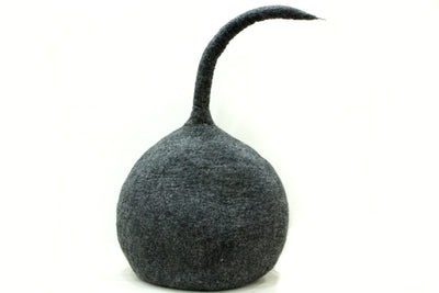 Felted Handmade Pod Dark Grey Felt Cat Cave - Cozy Flower Pet Bed - Wool Cat House - Pet Bedding - Modern Kitty Bed