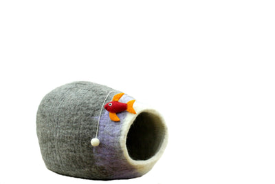 Hand Felted Wool Cat Cave | Oval Cat Cocoon