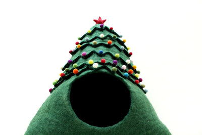 Handmade Christmas Tree Felt Cat Cave - Modern Design Wool Kitty Bed - Cat Lover Gift - Charming Pet Bed - Christmas Gift For Your Pet