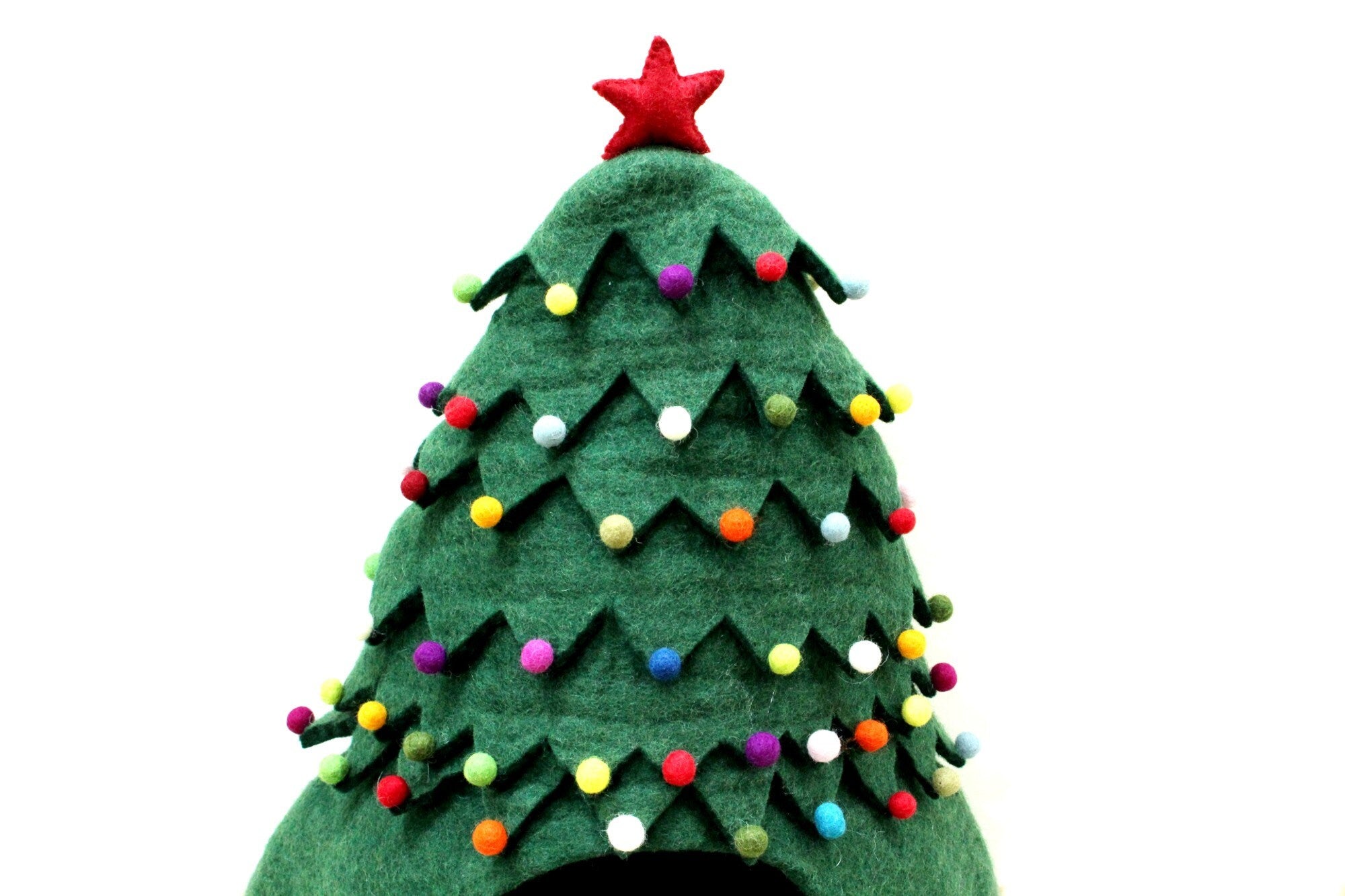 Handmade Christmas Tree Felt Cat Cave - Modern Design Wool Kitty Bed - Cat Lover Gift - Charming Pet Bed - Christmas Gift For Your Pet