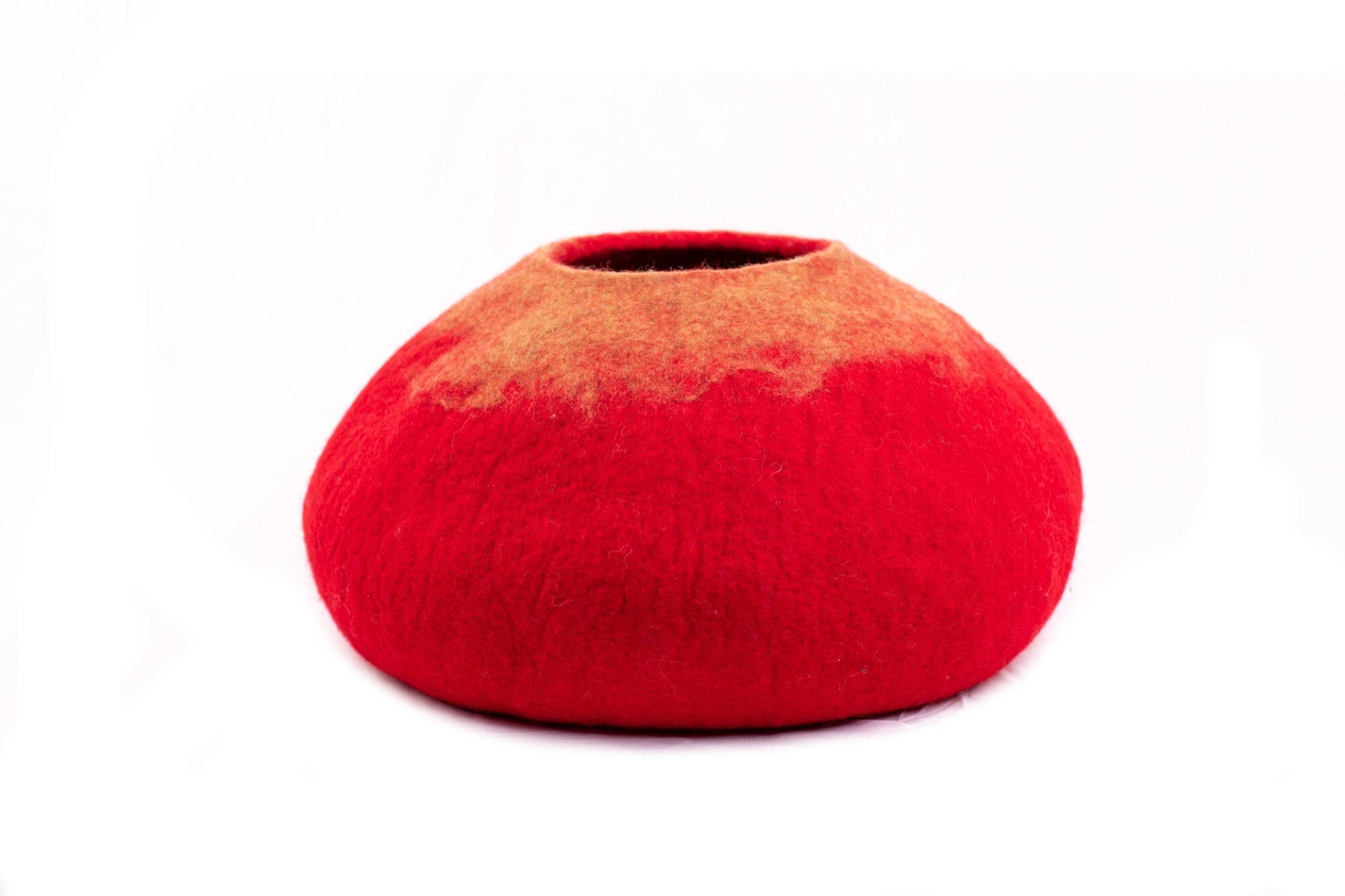 Red Ombre Felt Cat Cave- Wool Pet House- Cat House: Made Using 100% Pure Wool- Handmade Wool Felted  Bed- Gifts For Pet And Pet Lovers