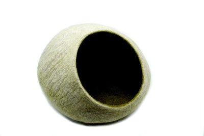 Felt Cat Cave - Wide Opening Pet Bed - Kitten House - Wool Dome Cave - Premium Quality Kitty Basket - Large Pet Bed