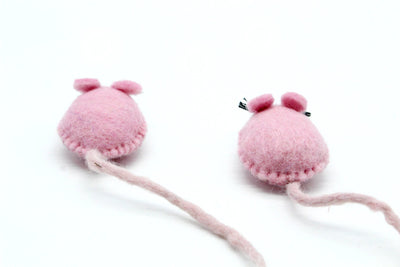 2 pezzi - Topolino rosa in feltro - Giocattolo per bambini - Ornamento da gioco in feltro - Ecologico - Giocattolo interattivo a forma di animale - Casa del gattino