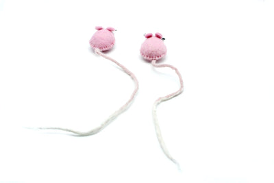 2 pezzi - Topolino rosa in feltro - Giocattolo per bambini - Ornamento da gioco in feltro - Ecologico - Giocattolo interattivo a forma di animale - Casa del gattino