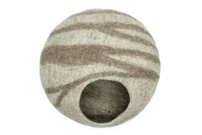 Light Gray Stone Wool Cat Bed, Round Pet Bed- Wool Pet Bed- Kitty Bed- Premium Cozy Felt Cat Cave