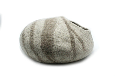 Light Gray Stone Wool Cat Bed, Round Pet Bed- Wool Pet Bed- Kitty Bed- Premium Cozy Felt Cat Cave