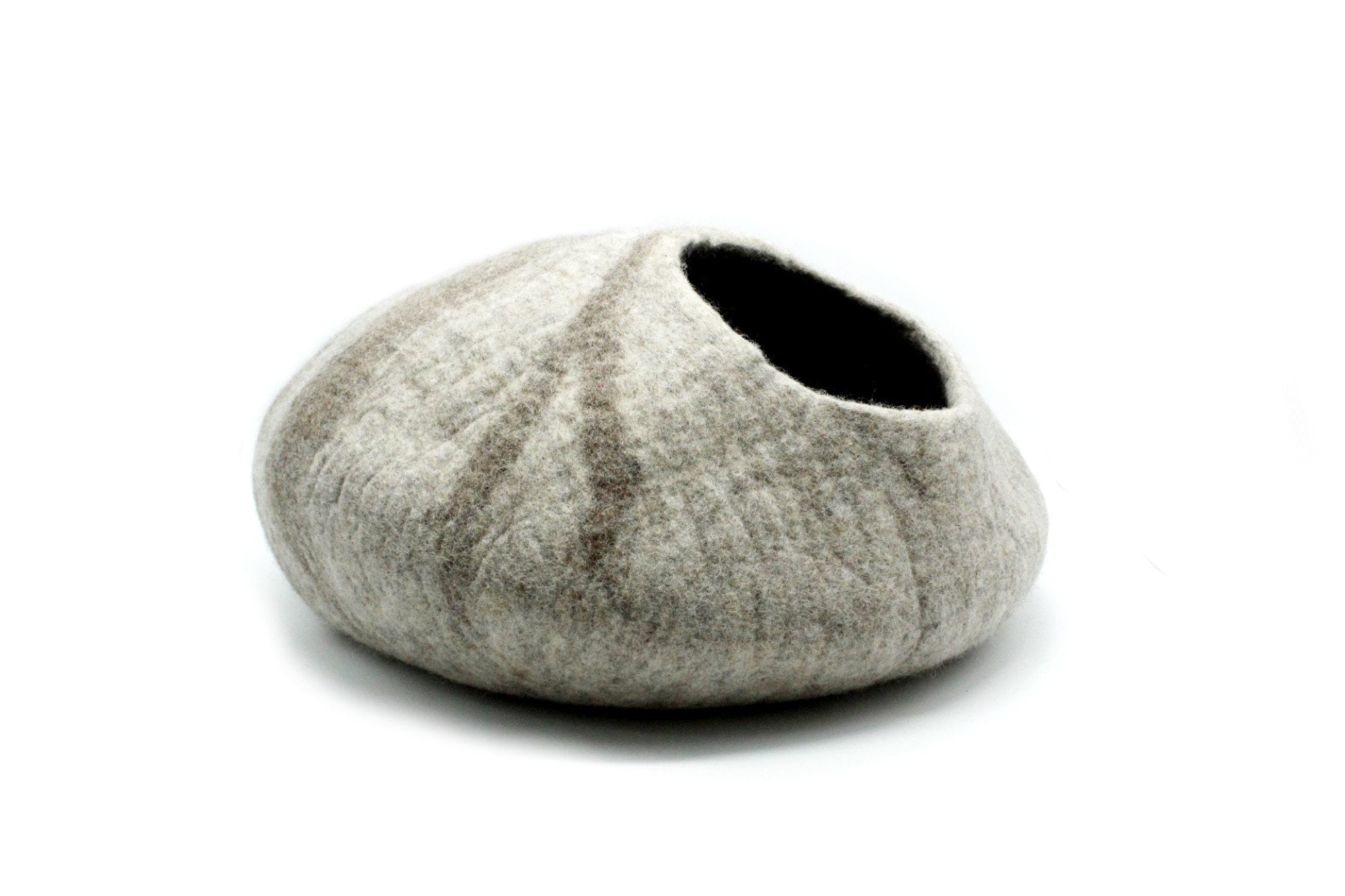 Light Gray Stone Wool Cat Bed, Round Pet Bed- Wool Pet Bed- Kitty Bed- Premium Cozy Felt Cat Cave