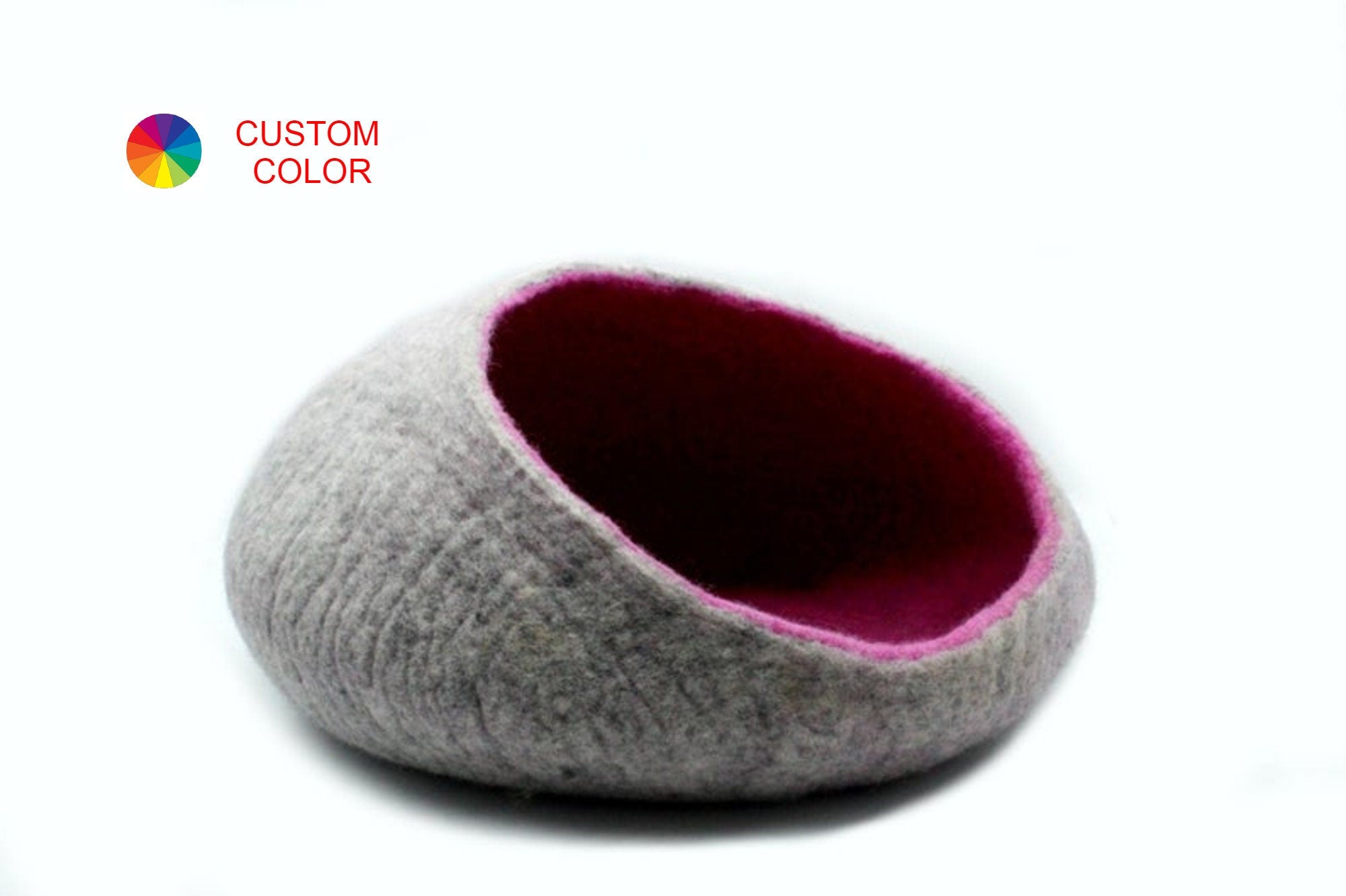Wide opening Felted Cat Cave- Wool Cat Bed Made Using 100% Pure And Natural Wool- Pet Furniture - Handmade Cozy Pet House